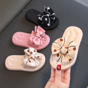 Girls&#039; Slippers &amp; Flip-Flops Daily Synthetics Shock Absorption Breathability Non-slipping Big Kids(7years +) Little Kids(4-7ys) Toddler(2-4ys) Casual Daily Bowknot Black Pink Apricot Summer