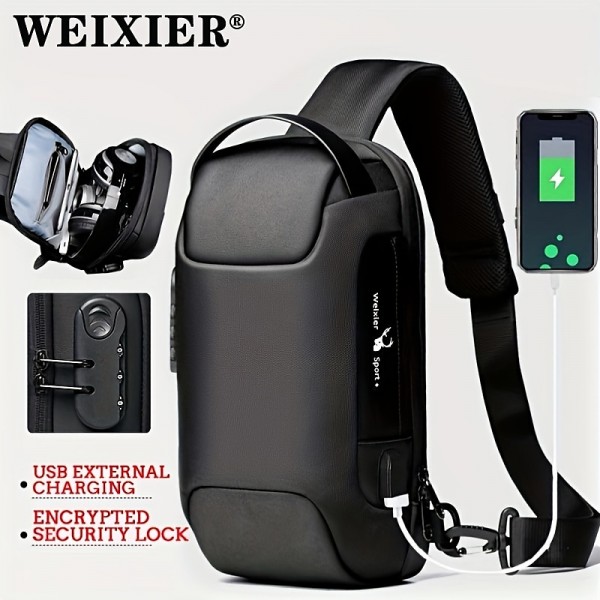 Men's Waterproof Oxford Waist Bag Chest Bag Pack with USB Charging & Lock Crossbody Bag Anti-theft Sling Shoulder Bags Messenger For Male Men's Waterproof Oxford Waist Bag Chest Bag Pack with USB Charging & Lock Crossbody Bag Anti-theft Sling Shoulder Bags Messenger For Male