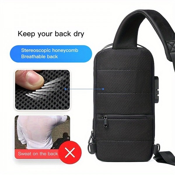 Men's Waterproof Oxford Waist Bag Chest Bag Pack with USB Charging & Lock Crossbody Bag Anti-theft Sling Shoulder Bags Messenger For Male Men's Waterproof Oxford Waist Bag Chest Bag Pack with USB Charging & Lock Crossbody Bag Anti-theft Sling Shoulder Bags Messenger For Male