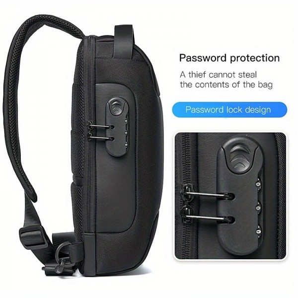 Men's Waterproof Oxford Waist Bag Chest Bag Pack with USB Charging & Lock Crossbody Bag Anti-theft Sling Shoulder Bags Messenger For Male Men's Waterproof Oxford Waist Bag Chest Bag Pack with USB Charging & Lock Crossbody Bag Anti-theft Sling Shoulder Bags Messenger For Male