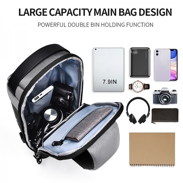 Men's Waterproof Oxford Waist Bag Chest Bag Pack with USB Charging & Lock Crossbody Bag Anti-theft Sling Shoulder Bags Messenger For Male Men's Waterproof Oxford Waist Bag Chest Bag Pack with USB Charging & Lock Crossbody Bag Anti-theft Sling Shoulder Bags Messenger For Male