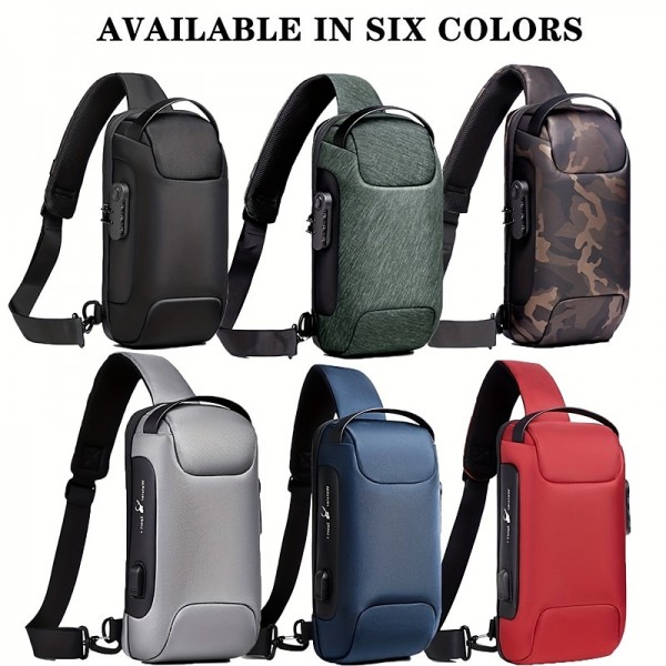 Men's Waterproof Oxford Waist Bag Chest Bag Pack with USB Charging & Lock Crossbody Bag Anti-theft Sling Shoulder Bags Messenger For Male Men's Waterproof Oxford Waist Bag Chest Bag Pack with USB Charging & Lock Crossbody Bag Anti-theft Sling Shoulder Bags Messenger For Male