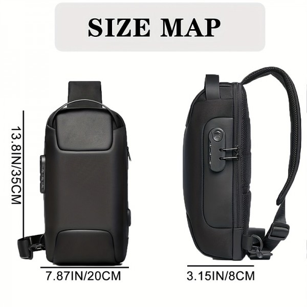 Men's Waterproof Oxford Waist Bag Chest Bag Pack with USB Charging & Lock Crossbody Bag Anti-theft Sling Shoulder Bags Messenger For Male Men's Waterproof Oxford Waist Bag Chest Bag Pack with USB Charging & Lock Crossbody Bag Anti-theft Sling Shoulder Bags Messenger For Male