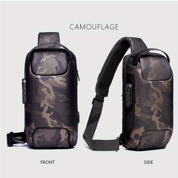 Men's Waterproof Oxford Waist Bag Chest Bag Pack with USB Charging & Lock Crossbody Bag Anti-theft Sling Shoulder Bags Messenger For Male Men's Waterproof Oxford Waist Bag Chest Bag Pack with USB Charging & Lock Crossbody Bag Anti-theft Sling Shoulder Bags Messenger For Male