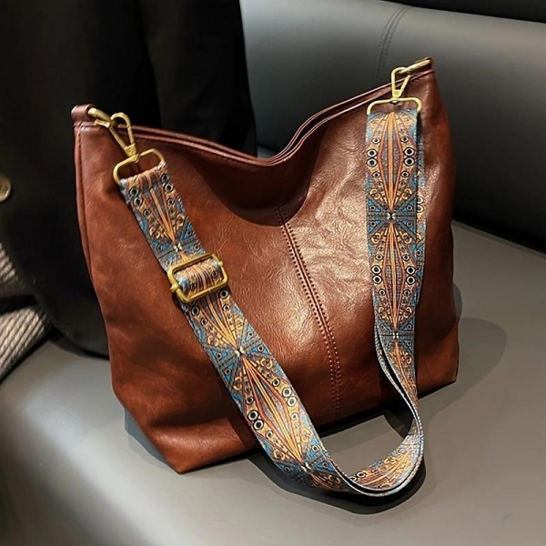 Men's Women's Crossbody Bag Bucket Bag PU Leather Shopping Daily Adjustable Large Capacity Durable Solid Color Dark Brown Black White Men's Women's Crossbody Bag Bucket Bag PU Leather Shopping Daily Adjustable Large Capacity Durable Solid Color Dark Brown Black White