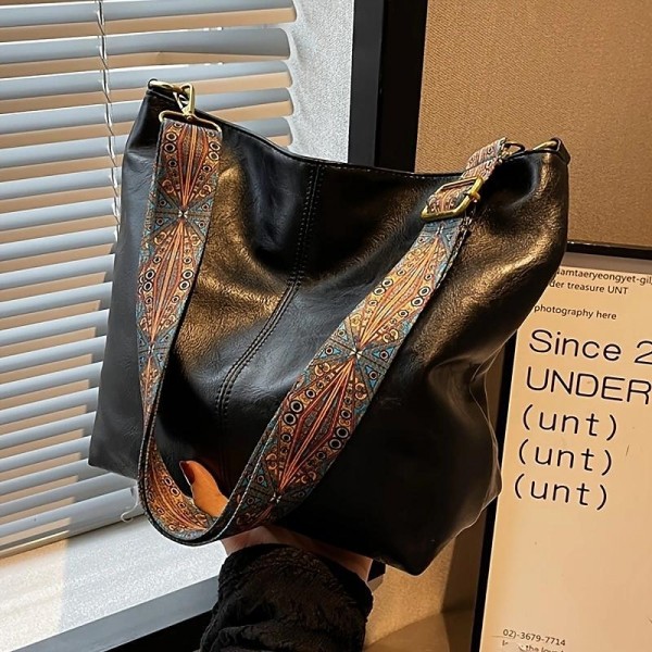 Men's Women's Crossbody Bag Bucket Bag PU Leather Shopping Daily Adjustable Large Capacity Durable Solid Color Dark Brown Black White Men's Women's Crossbody Bag Bucket Bag PU Leather Shopping Daily Adjustable Large Capacity Durable Solid Color Dark Brown Black White