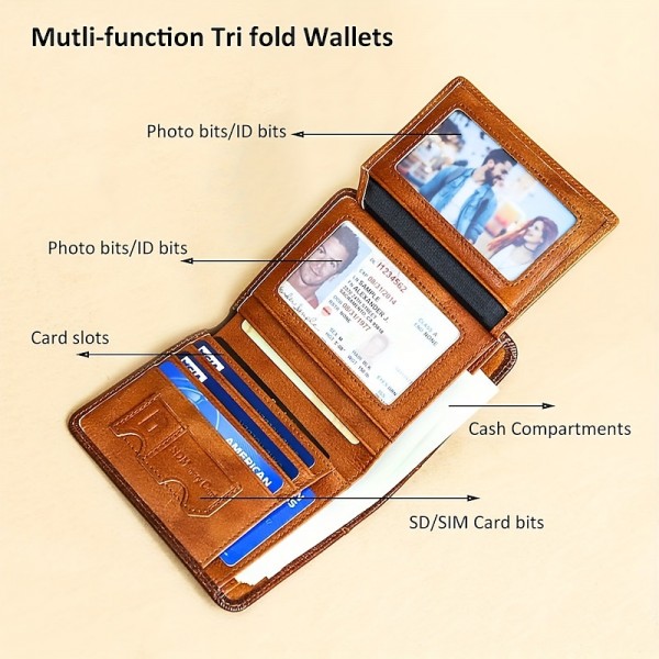 Men's Wallet Credit Card Holder Wallet Cowhide Shopping Daily Zipper Large Capacity Foldable Durable Solid Color Black Blue Brown Men's Wallet Credit Card Holder Wallet Cowhide Shopping Daily Zipper Large Capacity Foldable Durable Solid Color Black Blue Brown