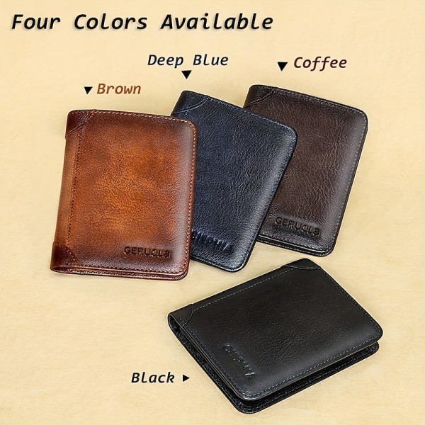 Men's Wallet Credit Card Holder Wallet Cowhide Shopping Daily Zipper Large Capacity Foldable Durable Solid Color Black Blue Brown Men's Wallet Credit Card Holder Wallet Cowhide Shopping Daily Zipper Large Capacity Foldable Durable Solid Color Black Blue Brown