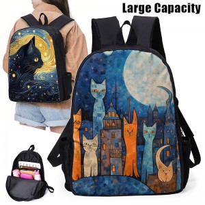 Men&#039;s Women&#039;s Backpack 3D Print Commuter Backpack School Daily Cat Flower Polyester Large Capacity Breathable Lightweight Zipper Print Black Yellow Red
