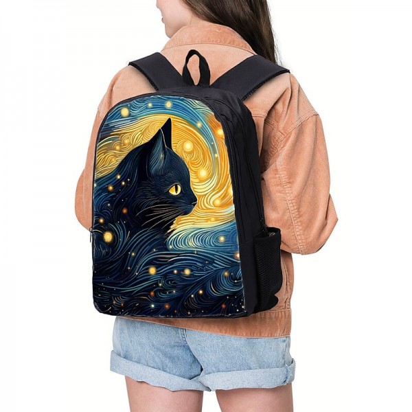 Men's Women's Backpack 3D Print Commuter Backpack School Daily Cat Flower Polyester Large Capacity Breathable Lightweight Zipper Print Black Yellow Red Men's Women's Backpack 3D Print Commuter Backpack School Daily Cat Flower Polyester Large Capacity Breathable Lightweight Zipper Print Black Yellow Red