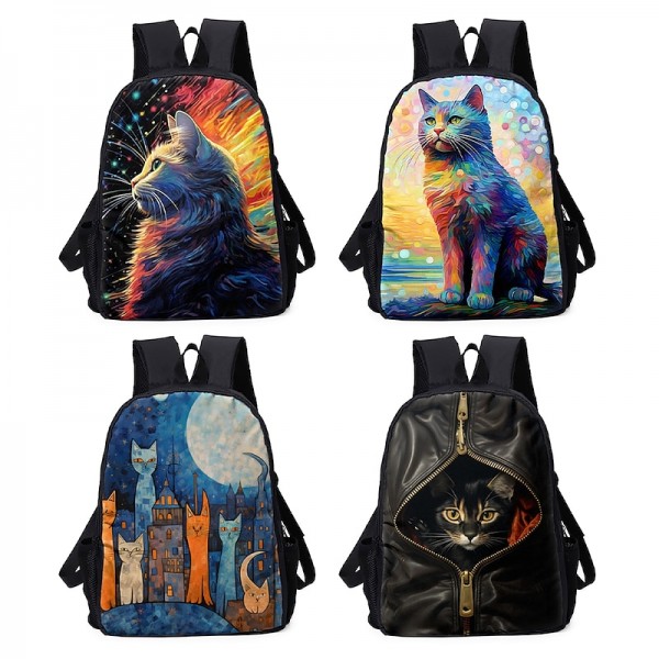 Men's Women's Backpack 3D Print Commuter Backpack School Daily Cat Flower Polyester Large Capacity Breathable Lightweight Zipper Print Black Yellow Red Men's Women's Backpack 3D Print Commuter Backpack School Daily Cat Flower Polyester Large Capacity Breathable Lightweight Zipper Print Black Yellow Red