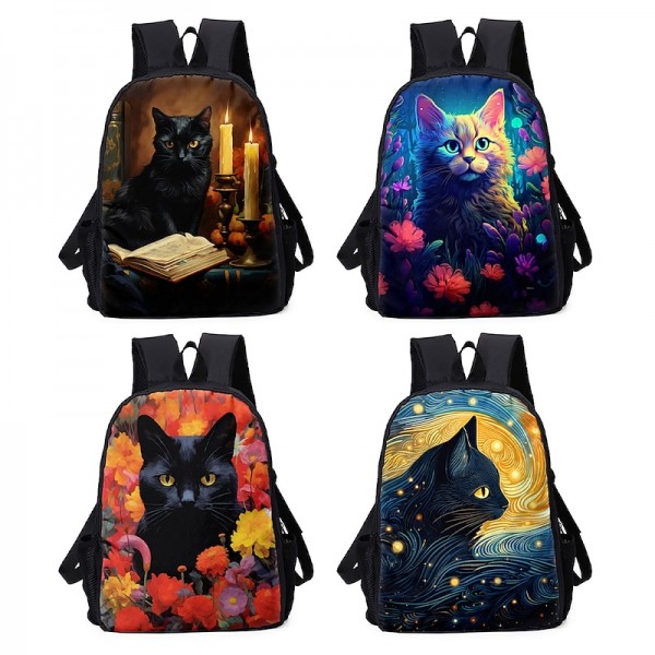 Men's Women's Backpack 3D Print Commuter Backpack School Daily Cat Flower Polyester Large Capacity Breathable Lightweight Zipper Print Black Yellow Red Men's Women's Backpack 3D Print Commuter Backpack School Daily Cat Flower Polyester Large Capacity Breathable Lightweight Zipper Print Black Yellow Red