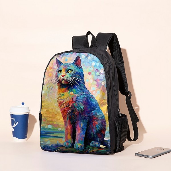 Men's Women's Backpack 3D Print Commuter Backpack School Daily Cat Flower Polyester Large Capacity Breathable Lightweight Zipper Print Black Yellow Red Men's Women's Backpack 3D Print Commuter Backpack School Daily Cat Flower Polyester Large Capacity Breathable Lightweight Zipper Print Black Yellow Red