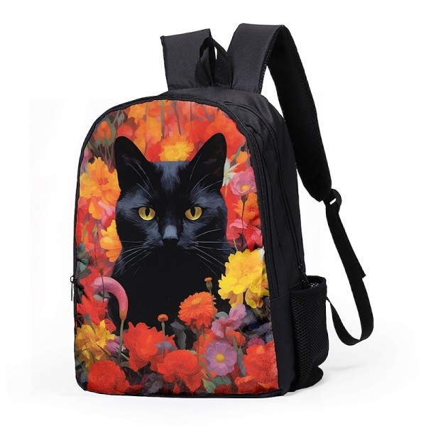 Men's Women's Backpack 3D Print Commuter Backpack School Daily Cat Flower Polyester Large Capacity Breathable Lightweight Zipper Print Black Yellow Red Men's Women's Backpack 3D Print Commuter Backpack School Daily Cat Flower Polyester Large Capacity Breathable Lightweight Zipper Print Black Yellow Red