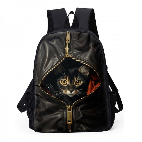 Men's Women's Backpack 3D Print Commuter Backpack School Daily Cat Flower Polyester Large Capacity Breathable Lightweight Zipper Print Black Yellow Red Men's Women's Backpack 3D Print Commuter Backpack School Daily Cat Flower Polyester Large Capacity Breathable Lightweight Zipper Print Black Yellow Red
