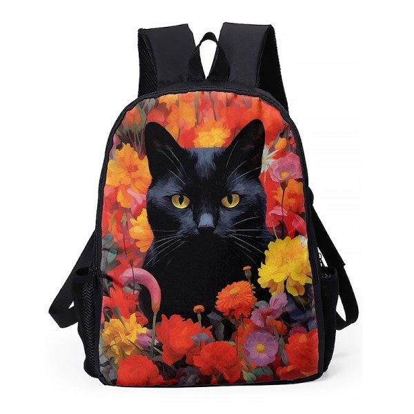 Men's Women's Backpack 3D Print Commuter Backpack School Daily Cat Flower Polyester Large Capacity Breathable Lightweight Zipper Print Black Yellow Red Men's Women's Backpack 3D Print Commuter Backpack School Daily Cat Flower Polyester Large Capacity Breathable Lightweight Zipper Print Black Yellow Red