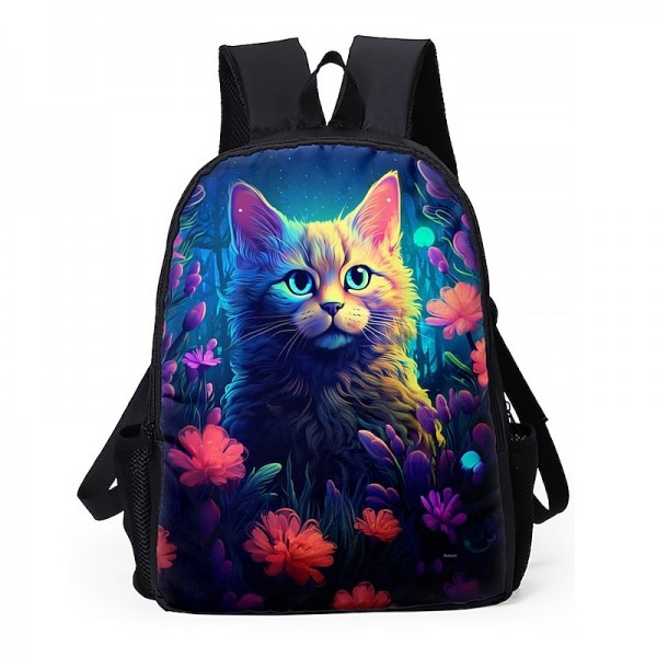 Men's Women's Backpack 3D Print Commuter Backpack School Daily Cat Flower Polyester Large Capacity Breathable Lightweight Zipper Print Black Yellow Red Men's Women's Backpack 3D Print Commuter Backpack School Daily Cat Flower Polyester Large Capacity Breathable Lightweight Zipper Print Black Yellow Red