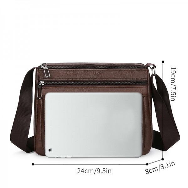 Men&#039;s Crossbody Bag Shoulder Bag Messenger Bag PU Leather Daily Holiday Zipper Adjustable Large Capacity Waterproof Solid Color Black Brown khaki