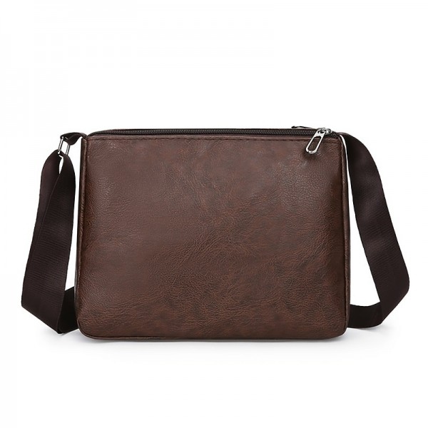 Men&#039;s Crossbody Bag Shoulder Bag Messenger Bag PU Leather Daily Holiday Zipper Adjustable Large Capacity Waterproof Solid Color Black Brown khaki