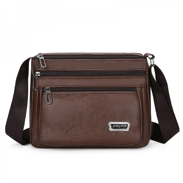 Men&#039;s Crossbody Bag Shoulder Bag Messenger Bag PU Leather Daily Holiday Zipper Adjustable Large Capacity Waterproof Solid Color Black Brown khaki