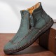 Men&#039;s Boots Casual Shoes Plus Size Handmade Shoes Comfort Shoes Walking Classic Casual Outdoor Daily Leather Breathable Comfortable Slip Resistant Zipper Yellow brown Black Green Fall Winter