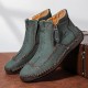 Men&#039;s Boots Casual Shoes Plus Size Handmade Shoes Comfort Shoes Walking Classic Casual Outdoor Daily Leather Breathable Comfortable Slip Resistant Zipper Yellow brown Black Green Fall Winter