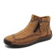 Men&#039;s Boots Casual Shoes Plus Size Handmade Shoes Comfort Shoes Walking Classic Casual Outdoor Daily Leather Breathable Comfortable Slip Resistant Zipper Yellow brown Black Green Fall Winter