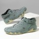 Men&#039;s Boots Handmade Shoes Comfort Shoes Hiking Walking Vintage Casual Outdoor Daily Leather Warm Height Increasing Comfortable Booties / Ankle Boots Lace-up Black White Blue Winter