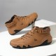 Men&#039;s Boots Handmade Shoes Comfort Shoes Hiking Walking Vintage Casual Outdoor Daily Leather Warm Height Increasing Comfortable Booties / Ankle Boots Lace-up Black White Blue Winter