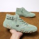 Men&#039;s Boots Handmade Shoes Comfort Shoes Hiking Walking Vintage Casual Outdoor Daily Leather Warm Height Increasing Comfortable Booties / Ankle Boots Lace-up Black White Blue Winter
