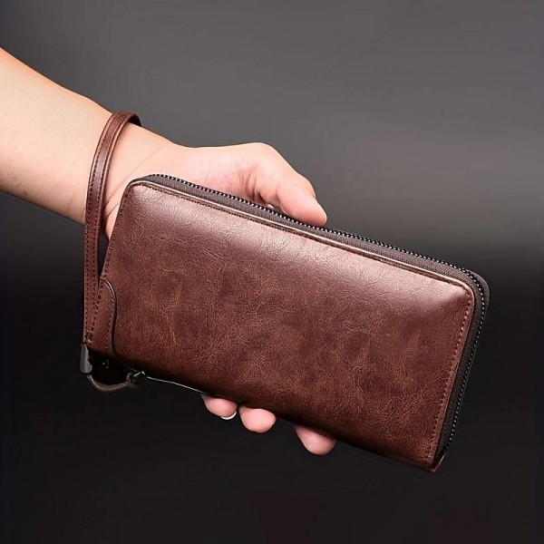 Men's Wallet PU Leather Shopping Daily Zipper Lightweight Durable Solid Color Dark Brown Black Brown Men's Wallet PU Leather Shopping Daily Zipper Lightweight Durable Solid Color Dark Brown Black Brown