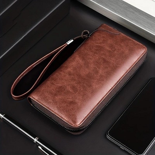 Men's Wallet PU Leather Shopping Daily Zipper Lightweight Durable Solid Color Dark Brown Black Brown Men's Wallet PU Leather Shopping Daily Zipper Lightweight Durable Solid Color Dark Brown Black Brown