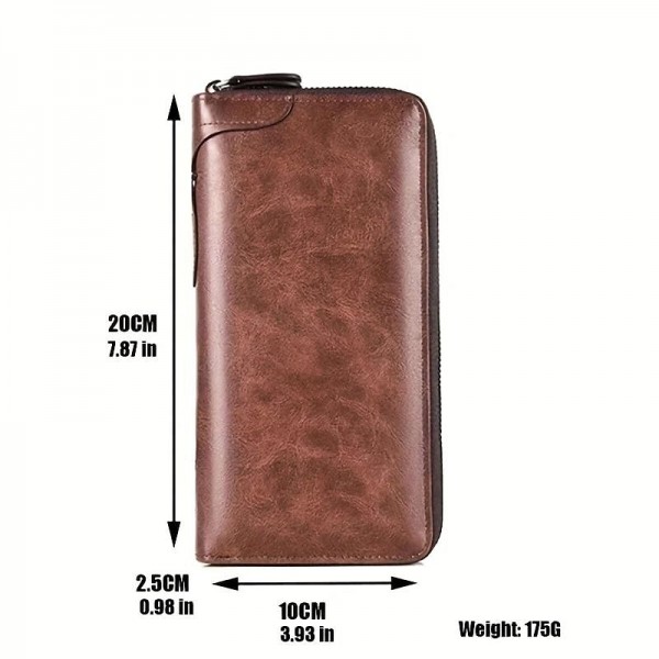 Men's Wallet PU Leather Shopping Daily Zipper Lightweight Durable Solid Color Dark Brown Black Brown Men's Wallet PU Leather Shopping Daily Zipper Lightweight Durable Solid Color Dark Brown Black Brown