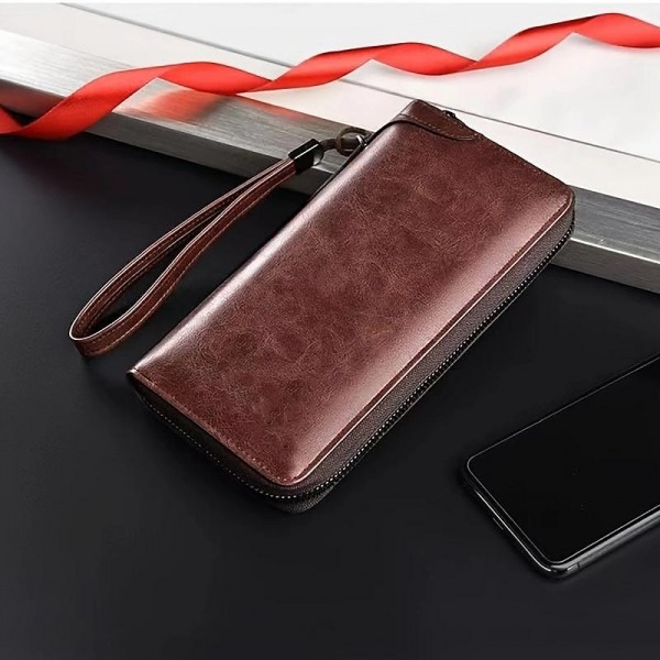 Men's Wallet PU Leather Shopping Daily Zipper Lightweight Durable Solid Color Dark Brown Black Brown Men's Wallet PU Leather Shopping Daily Zipper Lightweight Durable Solid Color Dark Brown Black Brown