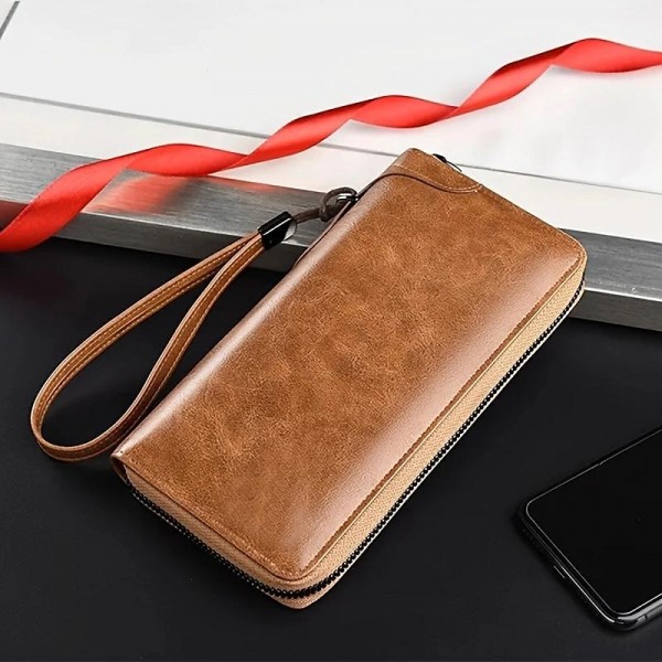Men's Wallet PU Leather Shopping Daily Zipper Lightweight Durable Solid Color Dark Brown Black Brown Men's Wallet PU Leather Shopping Daily Zipper Lightweight Durable Solid Color Dark Brown Black Brown