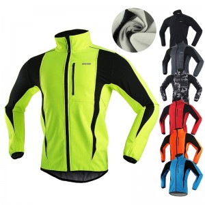 Arsuxeo Men&#039;s Cycling Jacket Bike Jacket Winter Softshell  Fleece Jacket Top Windproof Waterproof 15-k Thermal Warm up Breathable Stripe Reflective Polyester Spandex Winter Road Cycling Relaxed Fit