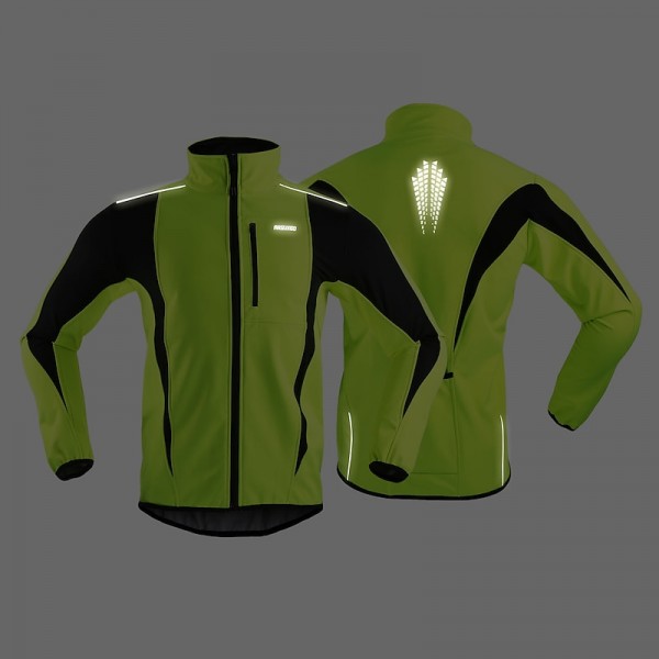 Arsuxeo Men&#039;s Cycling Jacket Bike Jacket Winter Softshell  Fleece Jacket Top Windproof Waterproof 15-k Thermal Warm up Breathable Stripe Reflective Polyester Spandex Winter Road Cycling Relaxed Fit