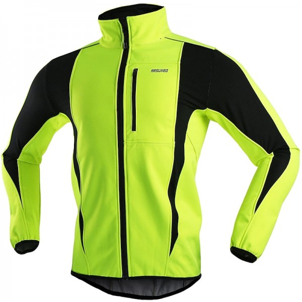Arsuxeo Men&#039;s Cycling Jacket Bike Jacket Winter Softshell  Fleece Jacket Top Windproof Waterproof 15-k Thermal Warm up Breathable Stripe Reflective Polyester Spandex Winter Road Cycling Relaxed Fit