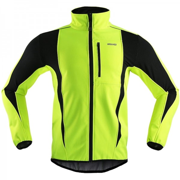 Arsuxeo Men&#039;s Cycling Jacket Bike Jacket Winter Softshell  Fleece Jacket Top Windproof Waterproof 15-k Thermal Warm up Breathable Stripe Reflective Polyester Spandex Winter Road Cycling Relaxed Fit