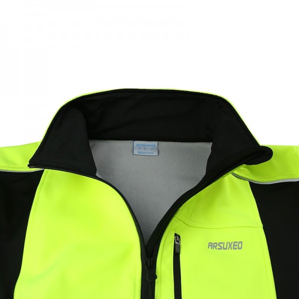 Arsuxeo Men&#039;s Cycling Jacket Bike Jacket Winter Softshell  Fleece Jacket Top Windproof Waterproof 15-k Thermal Warm up Breathable Stripe Reflective Polyester Spandex Winter Road Cycling Relaxed Fit