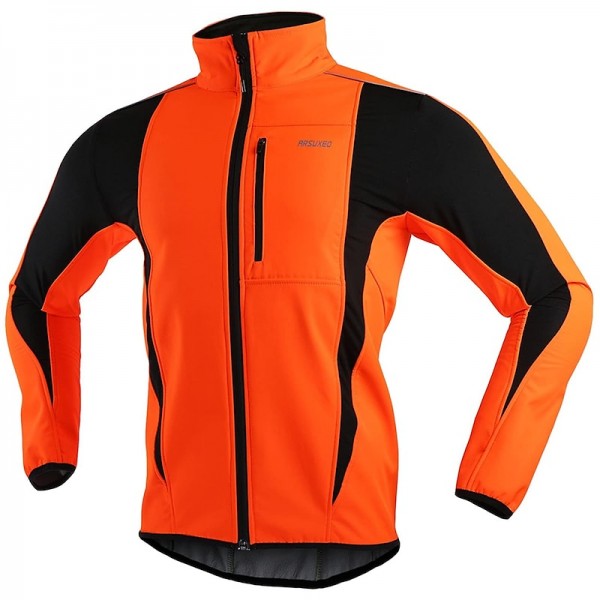 Arsuxeo Men&#039;s Cycling Jacket Bike Jacket Winter Softshell  Fleece Jacket Top Windproof Waterproof 15-k Thermal Warm up Breathable Stripe Reflective Polyester Spandex Winter Road Cycling Relaxed Fit