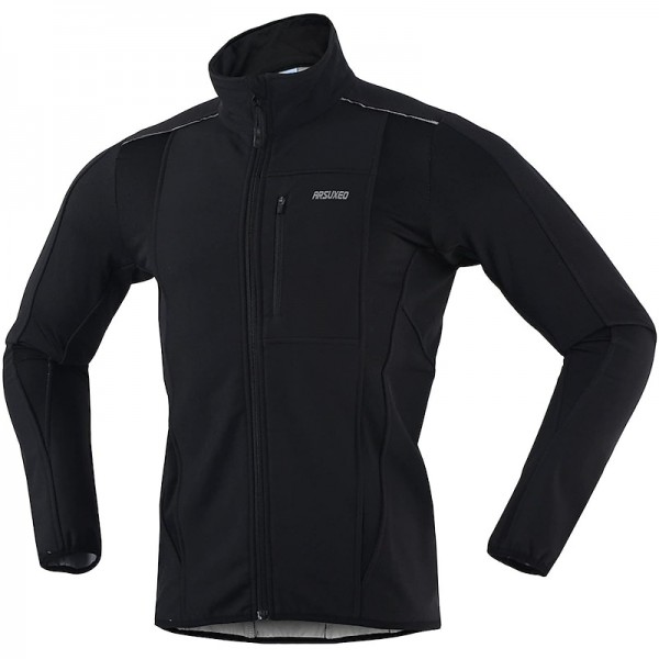 Arsuxeo Men&#039;s Cycling Jacket Bike Jacket Winter Softshell  Fleece Jacket Top Windproof Waterproof 15-k Thermal Warm up Breathable Stripe Reflective Polyester Spandex Winter Road Cycling Relaxed Fit
