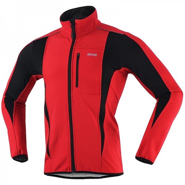 Arsuxeo Men&#039;s Cycling Jacket Bike Jacket Winter Softshell  Fleece Jacket Top Windproof Waterproof 15-k Thermal Warm up Breathable Stripe Reflective Polyester Spandex Winter Road Cycling Relaxed Fit