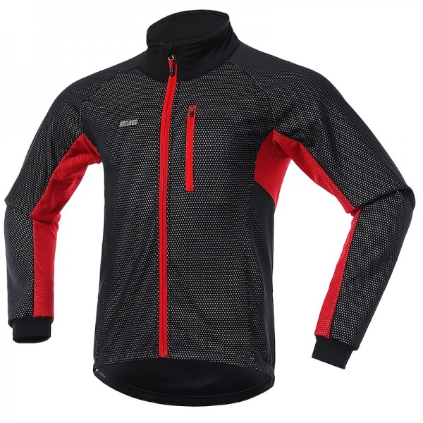 Arsuxeo Men&#039;s Cycling Jacket Bike Jacket Winter Softshell  Fleece Jacket Top Windproof Waterproof 15-k Thermal Warm up Breathable Stripe Reflective Polyester Spandex Winter Road Cycling Relaxed Fit