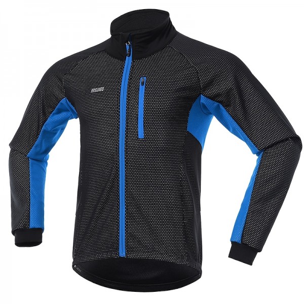 Arsuxeo Men&#039;s Cycling Jacket Bike Jacket Winter Softshell  Fleece Jacket Top Windproof Waterproof 15-k Thermal Warm up Breathable Stripe Reflective Polyester Spandex Winter Road Cycling Relaxed Fit