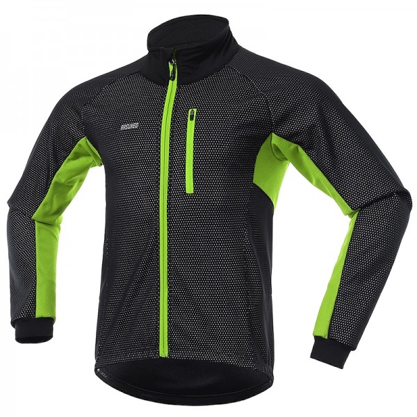 Arsuxeo Men&#039;s Cycling Jacket Bike Jacket Winter Softshell  Fleece Jacket Top Windproof Waterproof 15-k Thermal Warm up Breathable Stripe Reflective Polyester Spandex Winter Road Cycling Relaxed Fit