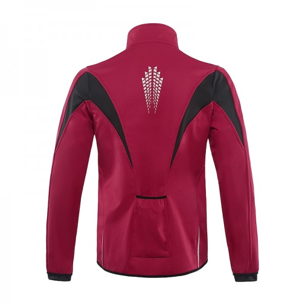 Arsuxeo Men&#039;s Cycling Jacket Bike Jacket Winter Softshell  Fleece Jacket Top Windproof Waterproof 15-k Thermal Warm up Breathable Stripe Reflective Polyester Spandex Winter Road Cycling Relaxed Fit
