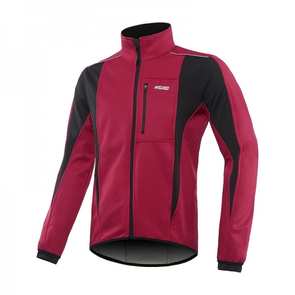 Arsuxeo Men&#039;s Cycling Jacket Bike Jacket Winter Softshell  Fleece Jacket Top Windproof Waterproof 15-k Thermal Warm up Breathable Stripe Reflective Polyester Spandex Winter Road Cycling Relaxed Fit