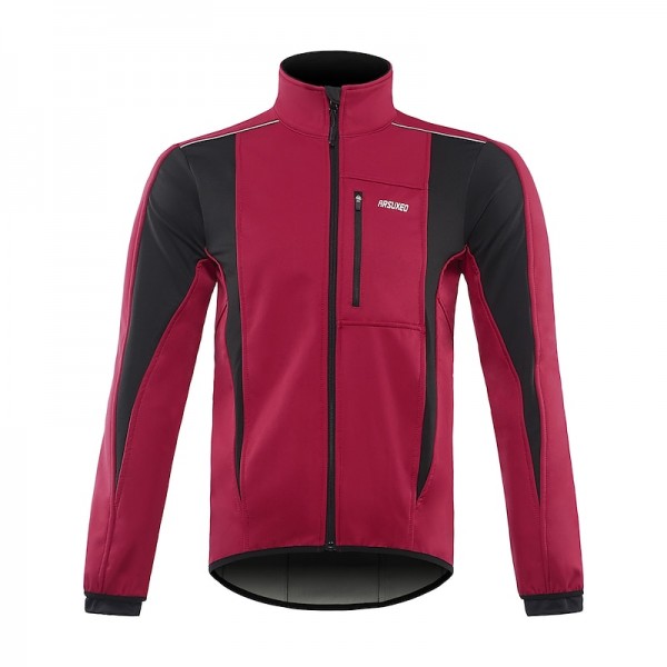 Arsuxeo Men&#039;s Cycling Jacket Bike Jacket Winter Softshell  Fleece Jacket Top Windproof Waterproof 15-k Thermal Warm up Breathable Stripe Reflective Polyester Spandex Winter Road Cycling Relaxed Fit