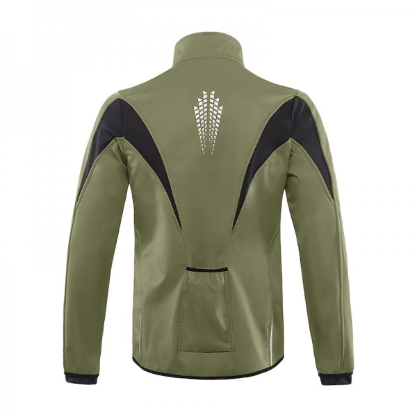 Arsuxeo Men&#039;s Cycling Jacket Bike Jacket Winter Softshell  Fleece Jacket Top Windproof Waterproof 15-k Thermal Warm up Breathable Stripe Reflective Polyester Spandex Winter Road Cycling Relaxed Fit